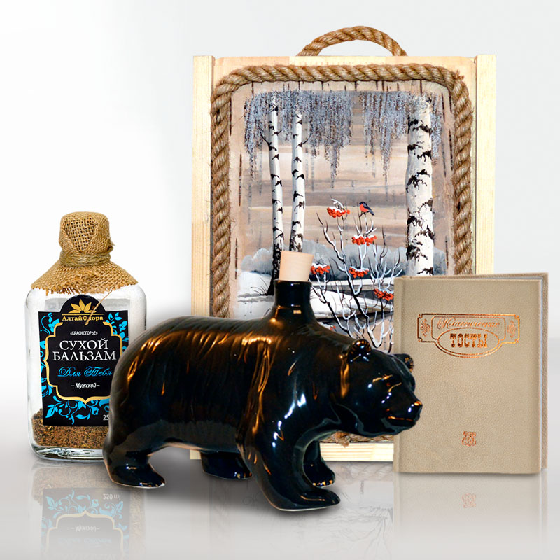 Подарочный набор Медведь (черный с золотом)