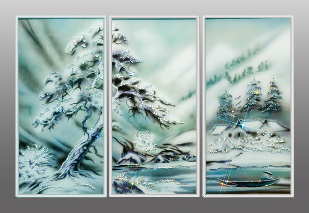 Картина с кристаллами Отдых в горах, О-031