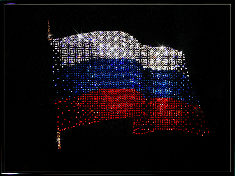 Картина с кристаллами Флаг РФ 40х30 Ф-001