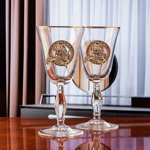 Набор бокалов для вина/шампанского Ретро с накладкой Тигр 10059304