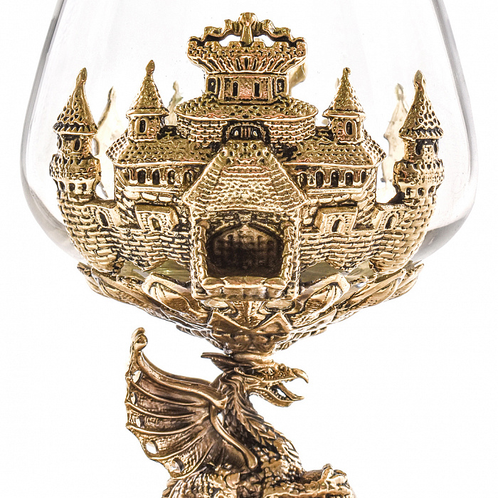 Набор из 4-х бокалов для коньяка Дракон в  деревянной шкатулке 10059497 - 1