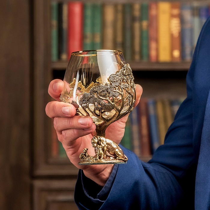 Набор из 6 бокалов для коньяка 420 мл Львица royal в деревянной шкатулке 10059233 - 3