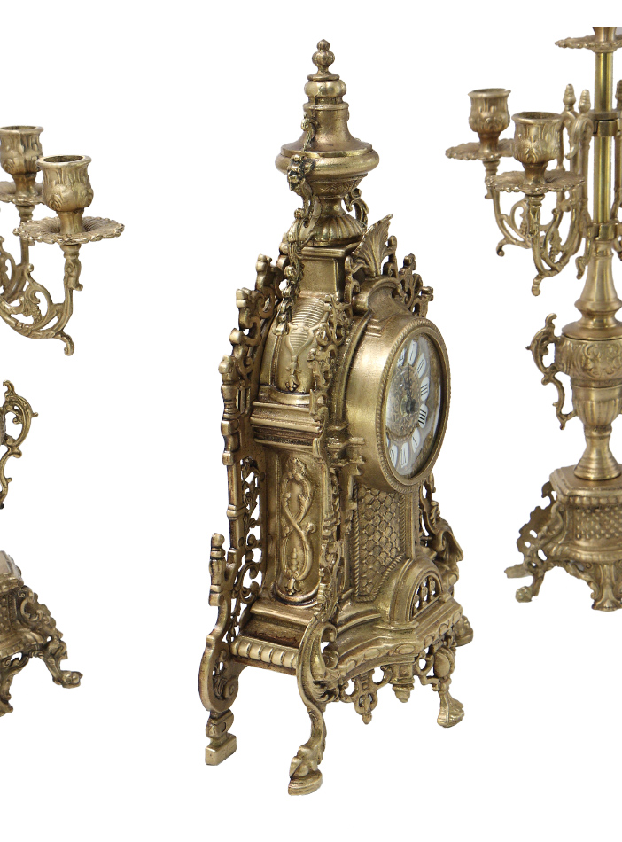 Часы каминные с канделябрами 5- рожковыми (античное золото) OB-421-449-AG - 1