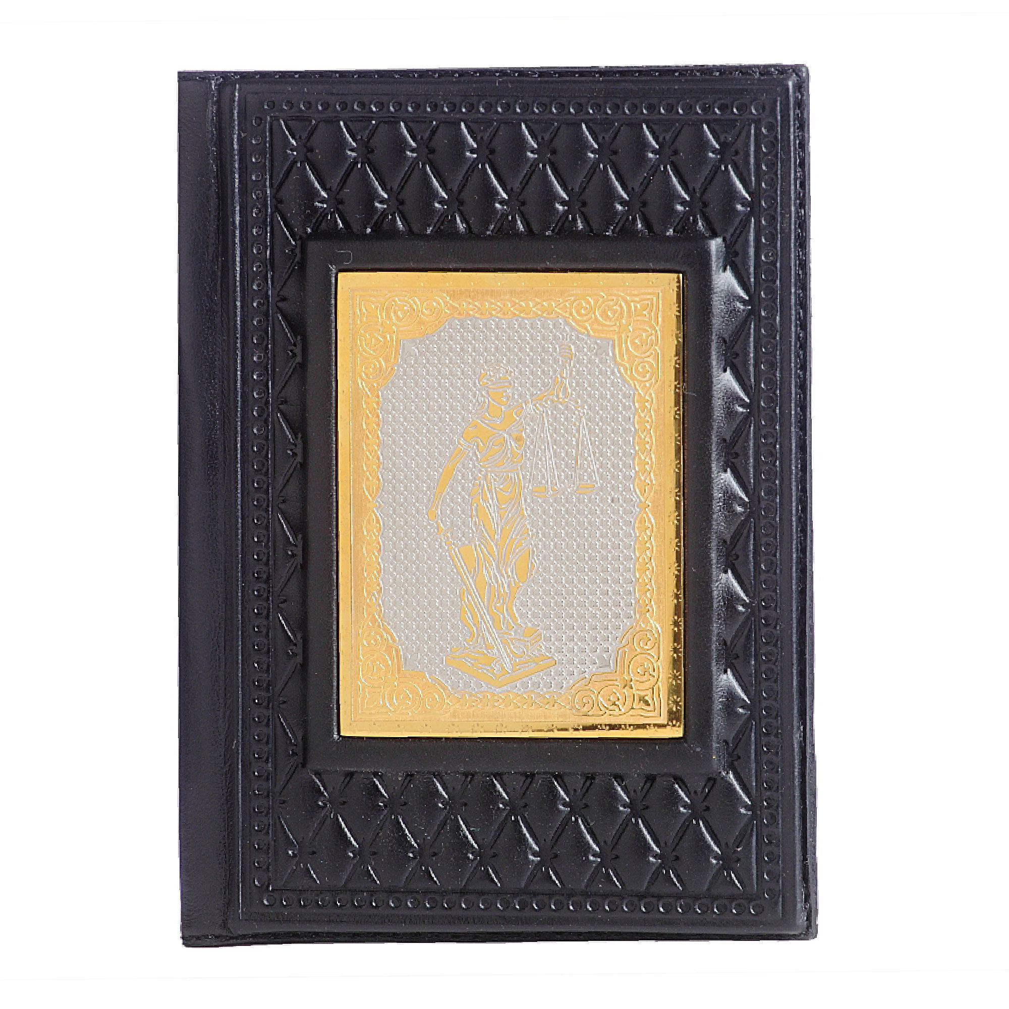 Обложка для паспорта Фемида-4 с накладкой покрытой золотом 999 пробы 009-14-62-1 