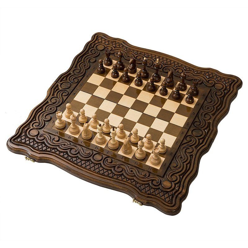Шахматы + нарды резные "Бриз" 50, Haleyan kh128