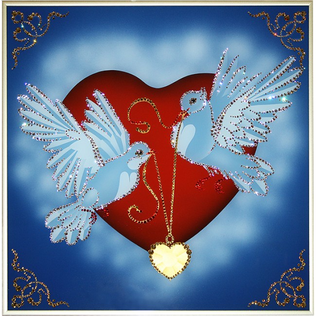 Картина с кристаллами На крыльях любви