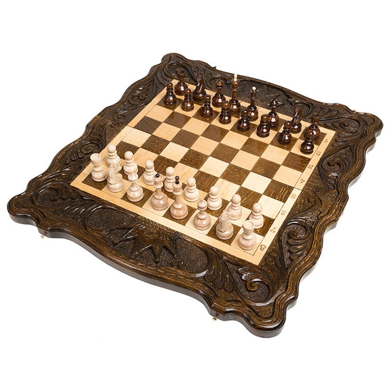 Шахматы + нарды резные "Корона" 50, Haleyan kh119