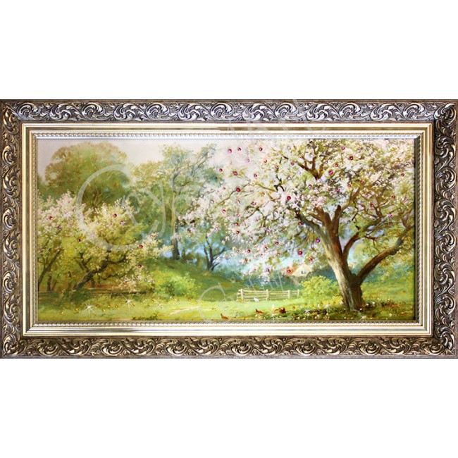 Картина с кристаллами Весенний сад ( в багете)