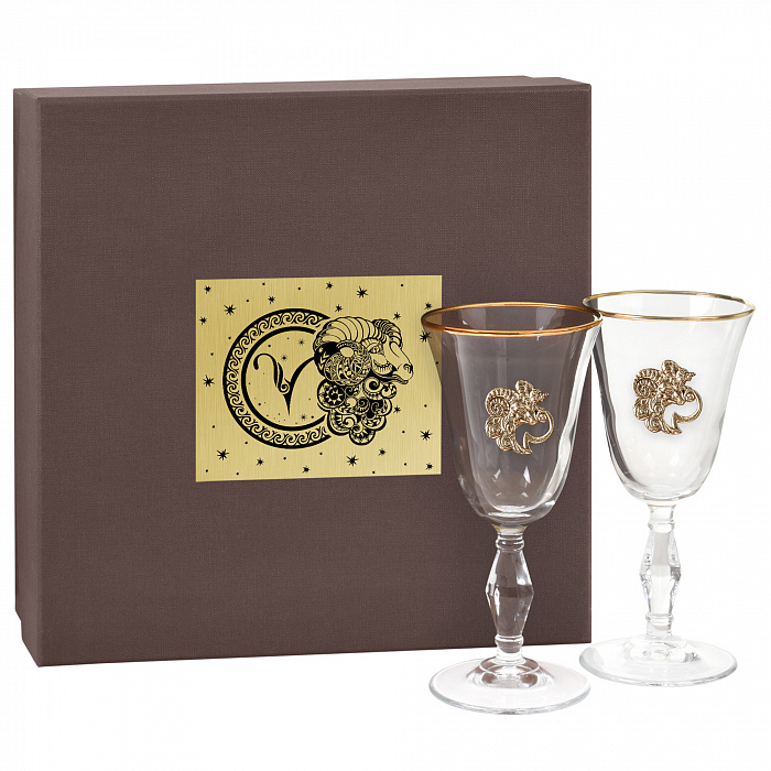 Набор бокалов для вина/шампанского "Ретро" с накладкой "Овен" 10059475
