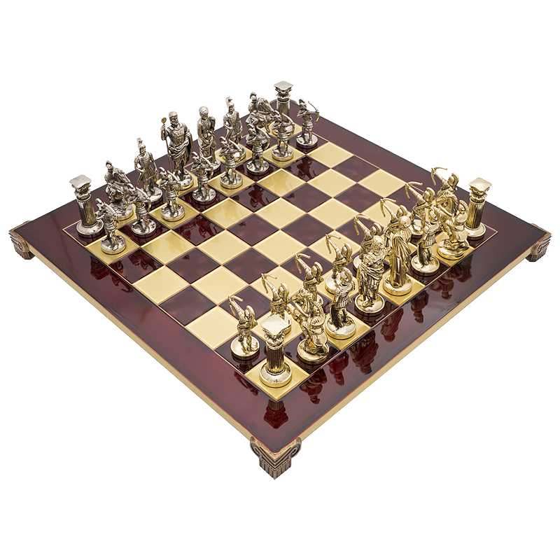 Шахматы с фигурами из бронзы Античные войны MP-S-15-28-RED